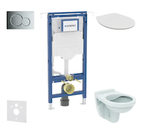 Geberit Duofix - Set předstěnové instalace, klozet Alpha se sedátkem, tlačítko Sigma01, lesklý chrom SANI11CD1104