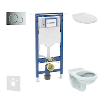 Geberit Duofix - Set předstěnové instalace, klozet Alpha se sedátkem, tlačítko Sigma01, lesklý chrom SANI11CD1107