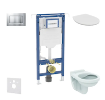 Geberit Duofix - Set předstěnové instalace, klozet Alpha se sedátkem, tlačítko Sigma01, matný chrom SANI11CD2100
