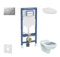 Geberit Duofix - Set předstěnové instalace, klozet Alpha se sedátkem, tlačítko Sigma01, matný chrom SANI11CD2103
