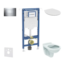 Geberit Duofix - Set předstěnové instalace, klozet Alpha se sedátkem, tlačítko Sigma20, chrom SANI11CD1106