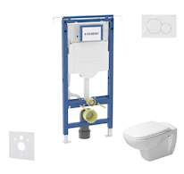 Geberit Duofix - Set předstěnové instalace, klozetu a sedátka Duravit D-Code, tlačítka Sigma01, Rimless, SoftClose, alpská bílá 