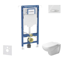 Geberit Duofix - Set předstěnové instalace, klozetu a sedátka Duravit D-Code, tlačítka Sigma50, Rimless, SoftClose, alpská bílá 