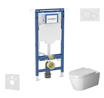 Geberit Duofix - Set předstěnové instalace, klozetu a sedátka Duravit ME by Starck, tlačítka Sigma01, Rimless, SoftClose, alpská