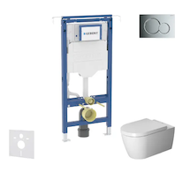 Geberit Duofix - Set předstěnové instalace, klozetu a sedátka Duravit ME by Starck, tlačítka Sigma01, Rimless, SoftClose, lesklý