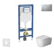 Geberit Duofix - Set předstěnové instalace, klozetu a sedátka Duravit ME by Starck, tlačítka Sigma01, Rimless, SoftClose, matný 