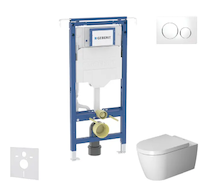 Geberit Duofix - Set předstěnové instalace, klozetu a sedátka Duravit ME by Starck, tlačítka Sigma20, Rimless, SoftClose, bílá/l