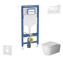 Geberit Duofix - Set předstěnové instalace, klozetu a sedátka Duravit ME by Starck, tlačítka Sigma20, Rimless, SoftClose, bílá/l