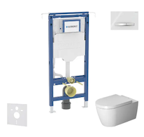 Geberit Duofix - Set předstěnové instalace, klozetu a sedátka Duravit ME by Starck, tlačítka Sigma50, Rimless, SoftClose, alpská