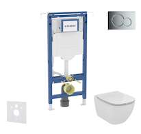 Geberit Duofix - Set předstěnové instalace, klozetu a sedátka Ideal Standard Tesi, tlačítka Sigma01, Aquablade, SoftClose, leskl