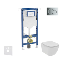 Geberit Duofix - Set předstěnové instalace, klozetu a sedátka Ideal Standard Tesi, tlačítka Sigma01, Rimless, SoftClose, lesklý 