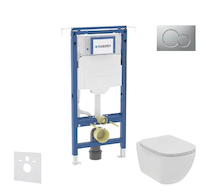 Geberit Duofix - Set předstěnové instalace, klozetu a sedátka Ideal Standard Tesi, tlačítka Sigma01, Rimless, SoftClose, matný c