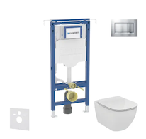 Geberit Duofix - Set předstěnové instalace, klozetu a sedátka Ideal Standard Tesi, tlačítka Sigma20, chrom mat/chrom SANI11CD210
