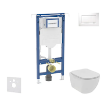 Geberit Duofix - Set předstěnové instalace, klozetu a sedátka Ideal Standard Tesi, tlačítka Sigma20, Rimless, SoftClose, bílá/ch
