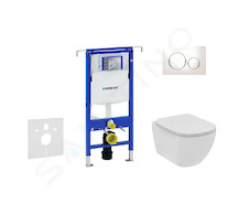 Geberit Duofix - Set předstěnové instalace, klozetu a sedátka Ideal Standard Tesi, tlačítka Sigma20, Rimless, SoftClose, bílá/ch