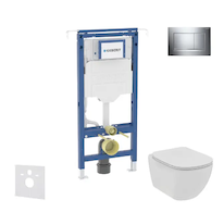 Geberit Duofix - Set předstěnové instalace, klozetu a sedátka Ideal Standard Tesi, tlačítka Sigma20, Rimless, SoftClose, lesklý 