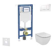 Geberit Duofix - Set předstěnové instalace, klozetu a sedátka Ideal Standard Tesi, tlačítka Sigma30, bílá/chrom SANI11CD3129