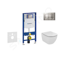 Geberit Duofix - Set předstěnové instalace, klozetu a sedátka Ideal Standard Tesi, tlačítka Sigma30, matný chrom/chrom 111.300.0