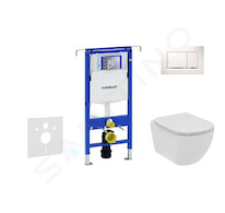 Geberit Duofix - Set předstěnové instalace, klozetu a sedátka Ideal Standard Tesi, tlačítka Sigma30, Rimless, SoftClose, bílá/ch