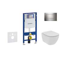 Geberit Duofix - Set předstěnové instalace, klozetu a sedátka Ideal Standard Tesi, tlačítka Sigma30, Rimless, SoftClose, lesklý 