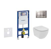 Geberit Duofix - Set předstěnové instalace, klozetu a sedátka Ideal Standard Tesi, tlačítka Sigma30, Rimless, SoftClose, matný c