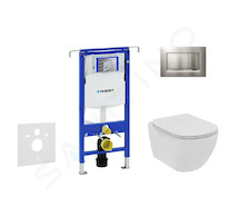Geberit Duofix - Set předstěnové instalace, klozetu a sedátka Ideal Standard Tesi, tlačítka Sigma30, Rimless, SoftClose, matný c