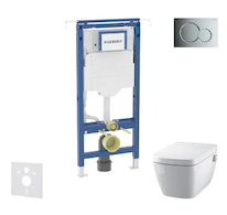 Geberit Duofix - Set předstěnové instalace, klozetu a sedátka Tece One, tlačítka Sigma01, Rimless, SoftClose, lesklý chrom SANI1