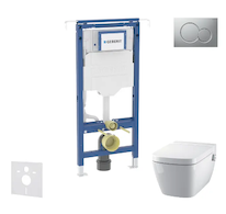 Geberit Duofix - Set předstěnové instalace, klozetu a sedátka Tece One, tlačítka Sigma01, Rimless, SoftClose, matný chrom SANI11