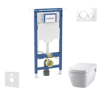 Geberit Duofix - Set předstěnové instalace, klozetu a sedátka Tece One, tlačítka Sigma20, Rimless, SoftClose, bílá/lesklý chrom 