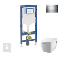 Geberit Duofix - Set předstěnové instalace, klozetu a sedátka Tece One, tlačítka Sigma20, Rimless, SoftClose, lesklý chrom/chrom