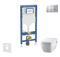Geberit Duofix - Set předstěnové instalace, klozetu a sedátka Tece One, tlačítka Sigma20, Rimless, SoftClose, matný chrom/chrom 