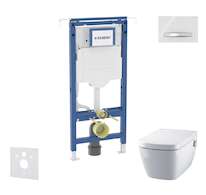 Geberit Duofix - Set předstěnové instalace, klozetu a sedátka Tece One, tlačítka Sigma50, Rimless, SoftClose, alpská bílá SANI11