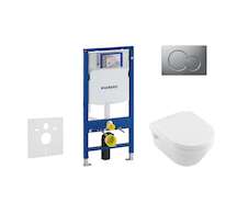 Geberit Duofix - Set předstěnové instalace, klozetu a sedátka Villeroy & Boch, tlačítka Sigma01, DirectFlush, SoftClose, Ceramic