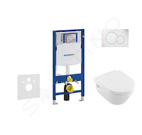 Geberit Duofix - Set předstěnové instalace, klozetu a sedátka Villeroy & Boch, tlačítka Sigma01, DirectFlush, SoftClose, Ceramic