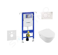 Geberit Duofix - Set předstěnové instalace, klozetu a sedátka Villeroy & Boch, tlačítka Sigma01, DirectFlush, SoftClose, Ceramic