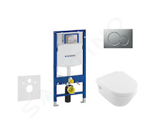 Geberit Duofix - Set předstěnové instalace, klozetu a sedátka Villeroy & Boch, tlačítka Sigma01, DirectFlush, SoftClose, Ceramic