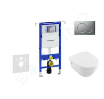 Geberit Duofix - Set předstěnové instalace, klozetu a sedátka Villeroy & Boch, tlačítka Sigma01, DirectFlush, SoftClose, Ceramic