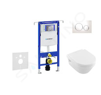 Geberit Duofix - Set předstěnové instalace, klozetu a sedátka Villeroy & Boch, tlačítka Sigma20, DirectFlush, SoftClose, Ceramic