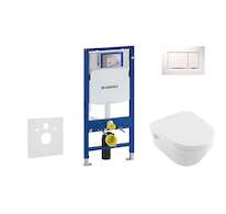 Geberit Duofix - Set předstěnové instalace, klozetu a sedátka Villeroy & Boch, tlačítka Sigma30, DirectFlush, SoftClose, Ceramic