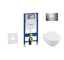 Geberit Duofix - Set předstěnové instalace, klozetu a sedátka Villeroy & Boch, tlačítka Sigma30, DirectFlush, SoftClose, Ceramic