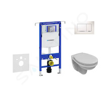 Geberit Duofix - Set předstěnové instalace, klozetu a sedátka Villeroy & Boch, tlačítka Sigma30, DirectFlush, SoftClose, Ceramic