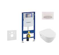 Geberit Duofix - Set předstěnové instalace, klozetu a sedátka Villeroy & Boch, tlačítka Sigma50, DirectFlush, SoftClose, Ceramic