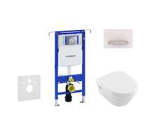 Geberit Duofix - Set předstěnové instalace, klozetu a sedátka Villeroy & Boch, tlačítka Sigma50, DirectFlush, SoftClose, Ceramic
