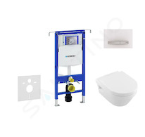 Geberit Duofix - Set předstěnové instalace, klozetu a sedátka Villeroy & Boch, tlačítka Sigma50, DirectFlush, SoftClose, Ceramic