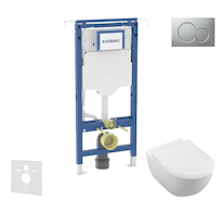 Geberit Duofix - Set předstěnové instalace, klozetu a sedátka Villeroy Boch, tlačítka Sigma01, DirectFlush, SoftClose, CeramicPl