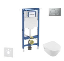 Geberit Duofix - Set předstěnové instalace, klozetu a sedátka Villeroy Boch, tlačítka Sigma01, DirectFlush, SoftClose, CeramicPl