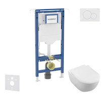 Geberit Duofix - Set předstěnové instalace, klozetu a sedátka Villeroy Boch, tlačítka Sigma01, DirectFlush, SoftClose, CeramicPl