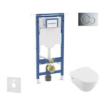 Geberit Duofix - Set předstěnové instalace, klozetu a sedátka Villeroy Boch, tlačítka Sigma01, DirectFlush, SoftClose, CeramicPl