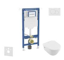 Geberit Duofix - Set předstěnové instalace, klozetu a sedátka Villeroy Boch, tlačítka Sigma01, DirectFlush, SoftClose, CeramicPl