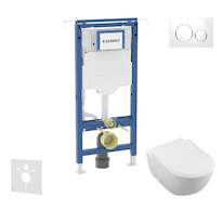 Geberit Duofix - Set předstěnové instalace, klozetu a sedátka Villeroy Boch, tlačítka Sigma20, DirectFlush, SoftClose, CeramicPl